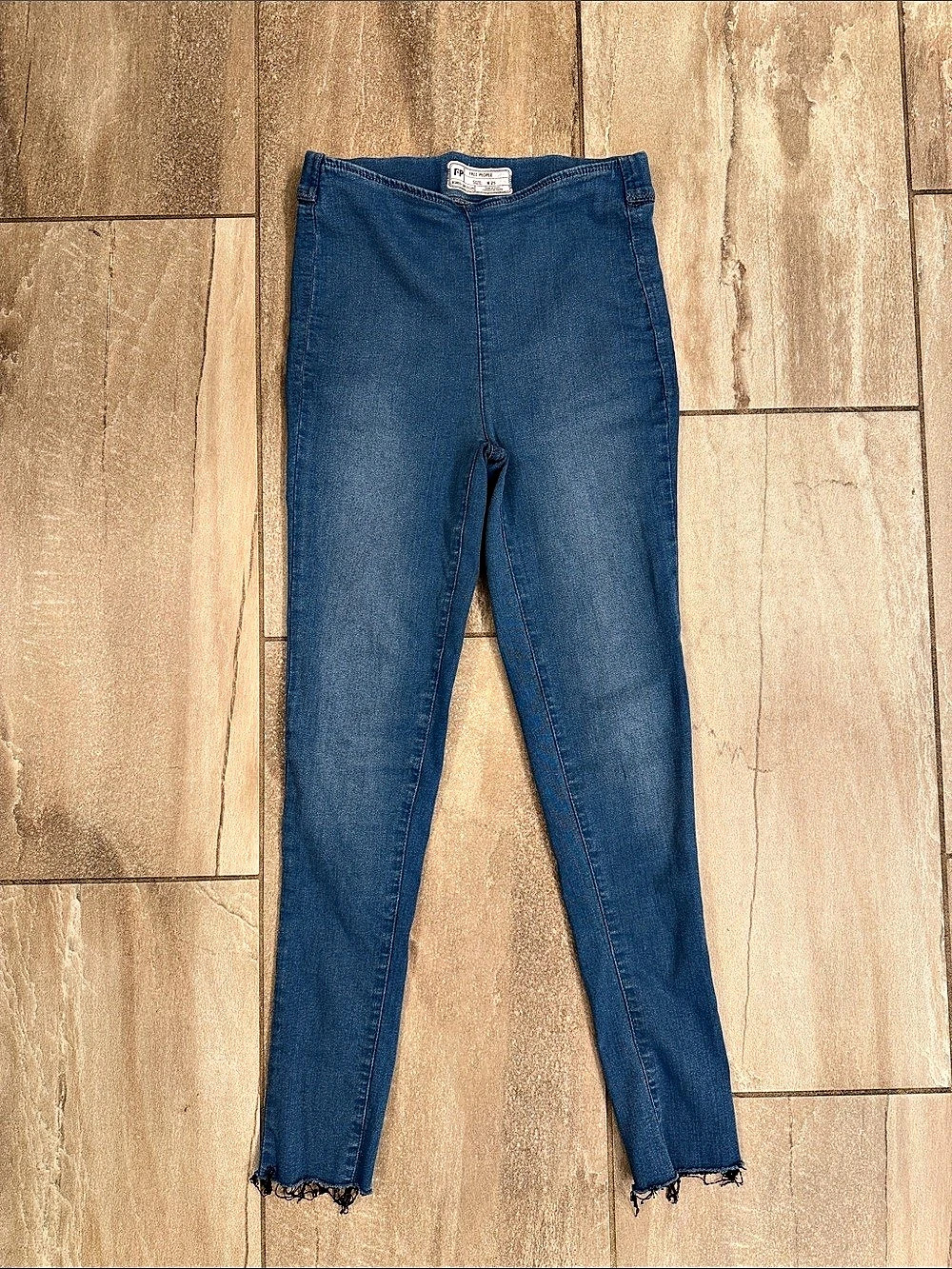 Free People Pull-On Skinny Jeans Blue Waist 25